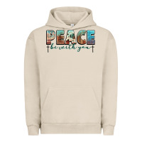 Pigment French Oak peace be with you cross Urban Hoodie - NancyCooperArtShop