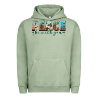 Pigment Oil Green peace be with you cross Urban Hoodie - NancyCooperArtShop