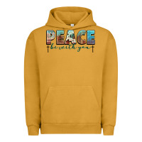 Pigment Peanut Butter peace be with you cross Urban Hoodie - NancyCooperArtShop