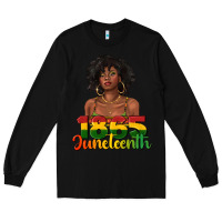 Black 1865 juneteenth with afro black woman Long Sleeve Tee - texasbilliewilder