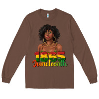 Chestnut 1865 juneteenth with afro black woman Long Sleeve Tee - texasbilliewilder