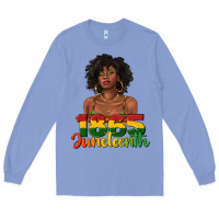 Colony Blue 1865 juneteenth with afro black woman Long Sleeve Tee - texasbilliewilder