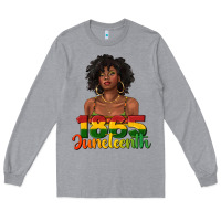 Heather Grey 1865 juneteenth with afro black woman Long Sleeve Tee - texasbilliewilder