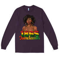 Plum 1865 juneteenth with afro black woman Long Sleeve Tee - texasbilliewilder