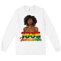 1865 Juneteenth With Afro Black Woman Long Sleeve Tee | Teevron