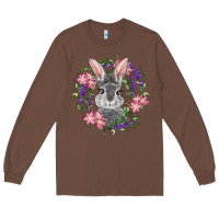 Chestnut Easter Bunny With Floral Wreath Long Sleeve Tee - RanaPortraitStore