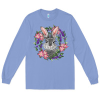 Colony Blue Easter Bunny With Floral Wreath Long Sleeve Tee - RanaPortraitStore