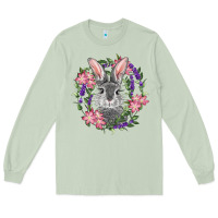 Matcha Easter Bunny With Floral Wreath Long Sleeve Tee - RanaPortraitStore
