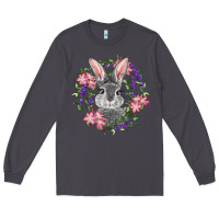 Smoke Easter Bunny With Floral Wreath Long Sleeve Tee - RanaPortraitStore
