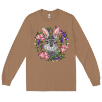 Toasted Coconut Easter Bunny With Floral Wreath Long Sleeve Tee - RanaPortraitStore