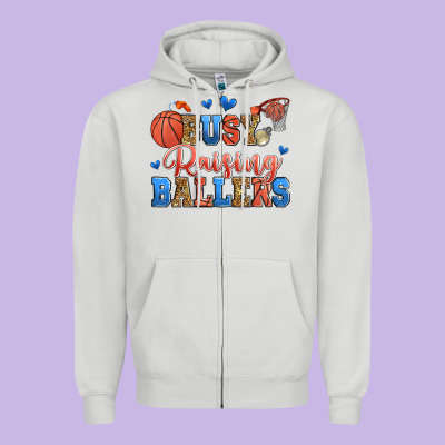 Busy Raising Ballers Basketball Zipper Hoodie Designed By Zillion Design Studio