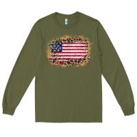 Army Green america leopard glitter flag Long Sleeve Tee - Zillion Design Studio