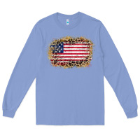 Colony Blue america leopard glitter flag Long Sleeve Tee - Zillion Design Studio