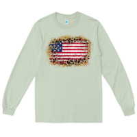 Matcha america leopard glitter flag Long Sleeve Tee - Zillion Design Studio