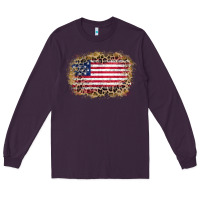 Plum america leopard glitter flag Long Sleeve Tee - Zillion Design Studio