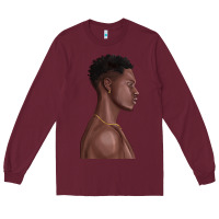 Burgundy afro black man Long Sleeve Tee - texasbilliewilder
