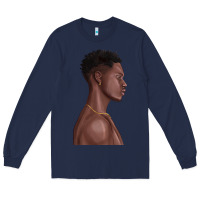 Navy afro black man Long Sleeve Tee - texasbilliewilder
