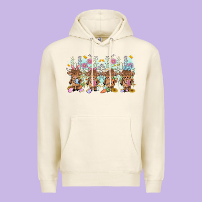 Easter Day Baby Highland Cow Premium Hoodie Designed By Maliassmallbusiness