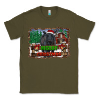 Army Green merry christmas black angus cattle and farm Classic Tee - RanaPortraitStore