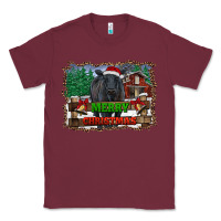 Burgundy merry christmas black angus cattle and farm Classic Tee - RanaPortraitStore