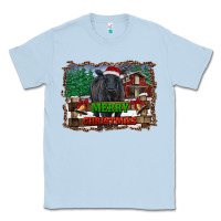 Dusty Blue merry christmas black angus cattle and farm Classic Tee - RanaPortraitStore