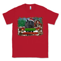Red merry christmas black angus cattle and farm Classic Tee - RanaPortraitStore