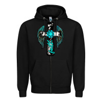 Black cross faith gemstone wings Zipper Hoodie - RanaPortraitStore