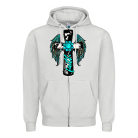 Dove Grey cross faith gemstone wings Zipper Hoodie - RanaPortraitStore