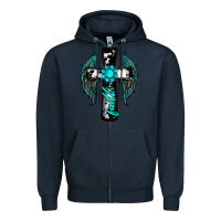 Navy cross faith gemstone wings Zipper Hoodie - RanaPortraitStore