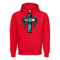 Red cross faith gemstone wings Zipper Hoodie - RanaPortraitStore