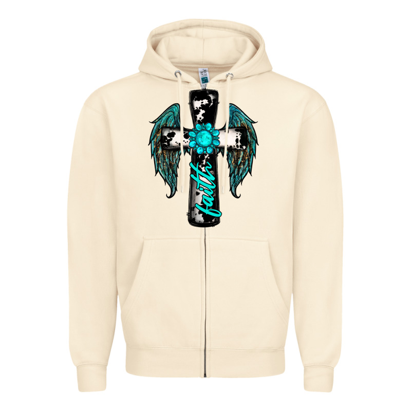 Cross Faith Gemstone Wings Zipper Hoodie by RanaPortraitStore | Teevron