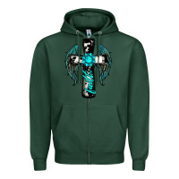 Sports Green cross faith gemstone wings Zipper Hoodie - RanaPortraitStore