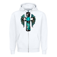 White cross faith gemstone wings Zipper Hoodie - RanaPortraitStore