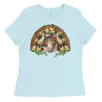 Baby Blue merino wool ram lily rainbow Ladies Tee - BarkalooDesign