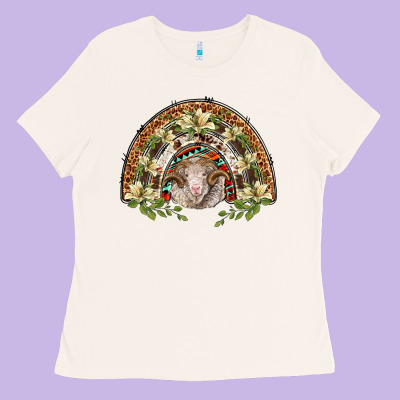 Merino Wool Ram Lily Rainbow Ladies Tee Designed By Barkaloodesign