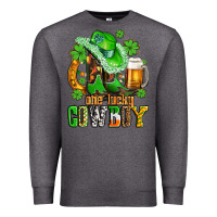 Charcoal Heather one lucky  cowboy with hat and boots Premium Sweatshirt - AdoDesignShop