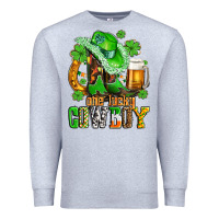 Heather Grey one lucky  cowboy with hat and boots Premium Sweatshirt - AdoDesignShop