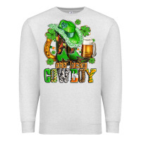 Oatmeal Heather one lucky  cowboy with hat and boots Premium Sweatshirt - AdoDesignShop