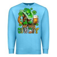 One Lucky  Cowboy With Hat And Boots Premium Sweatshirt | Teevron