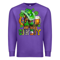 Purple one lucky  cowboy with hat and boots Premium Sweatshirt - AdoDesignShop