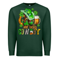 Sports Green one lucky  cowboy with hat and boots Premium Sweatshirt - AdoDesignShop