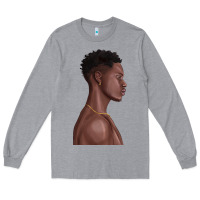 Heather Grey afro black man Long Sleeve Tee - texasbilliewilder