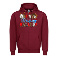 Burgundy busy raising ballers baseball Zipper Hoodie - Zillion Design Studio