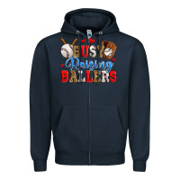 Navy busy raising ballers baseball Zipper Hoodie - Zillion Design Studio