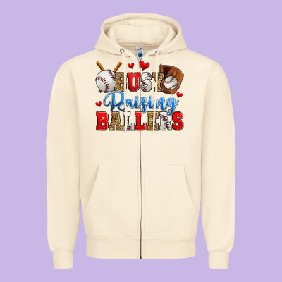 Busy Raising Ballers Baseball Zipper Hoodie Designed By Zillion Design Studio
