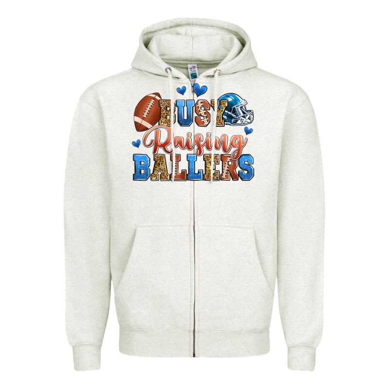 Busy Raising Ballers American Football Zipper Hoodie by Zillion Design Studio | Teevron