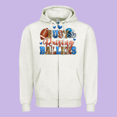 Busy Raising Ballers American Football Zipper Hoodie Designed By Zillion Design Studio