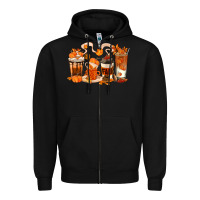 Black Fall Coffee Cups Zipper Hoodie - texasbilliewilder