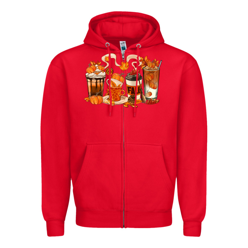 Fall Coffee Cups Zipper Hoodie by texasbilliewilder | Teevron