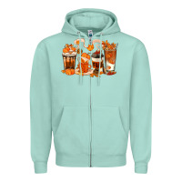 Seafoam Fall Coffee Cups Zipper Hoodie - texasbilliewilder